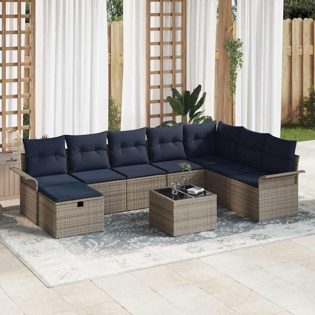 Ensemble de canapé de jardin avec coussin 9 pcs Poly rotin - XIOS