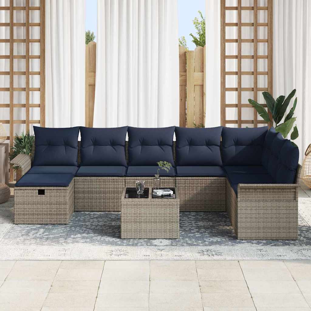 Ensemble de canapé de jardin avec coussin 9 pcs Poly rotin - XIOS