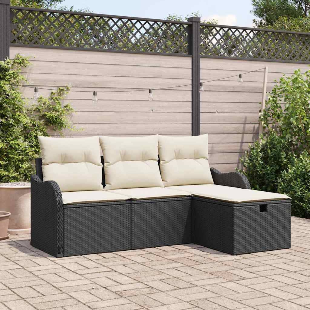 Ensemble de canapé de jardin avec coussin 4 pcs Poly rotin - XIOS