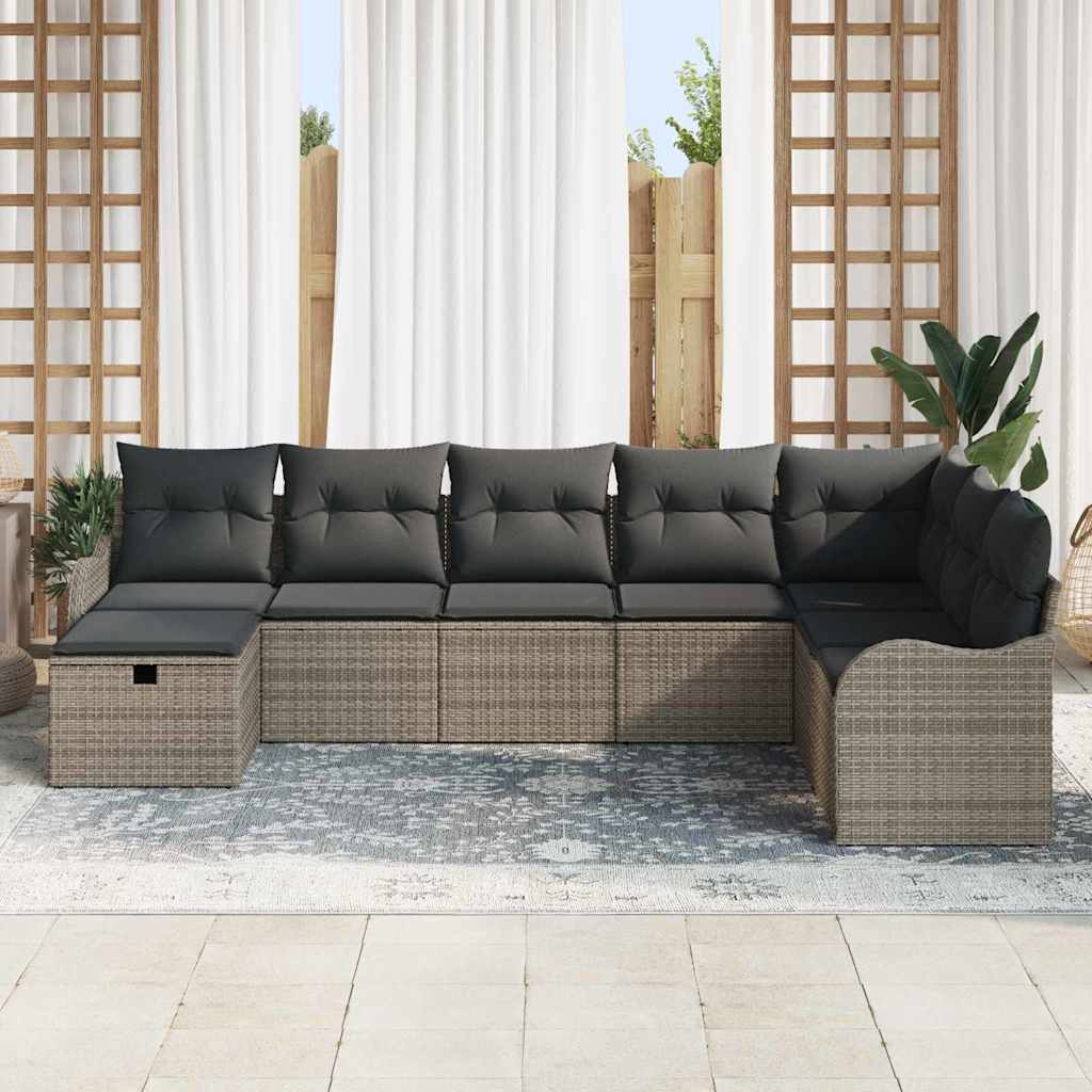 Ensemble de canapé de jardin avec coussin 8 pcs Gris polyrotin - XIOS