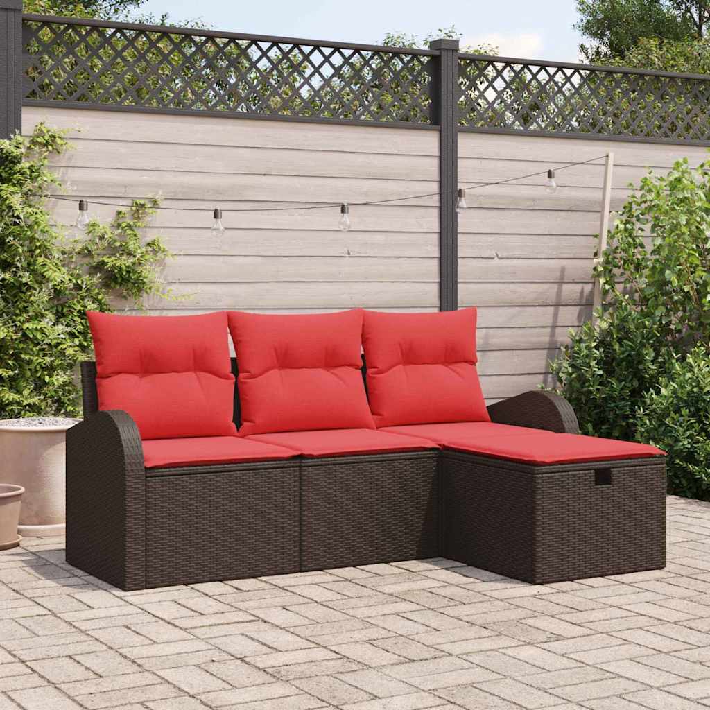 Ensemble de canapé de jardin 4 pcs Marron polyrotin - XIOS