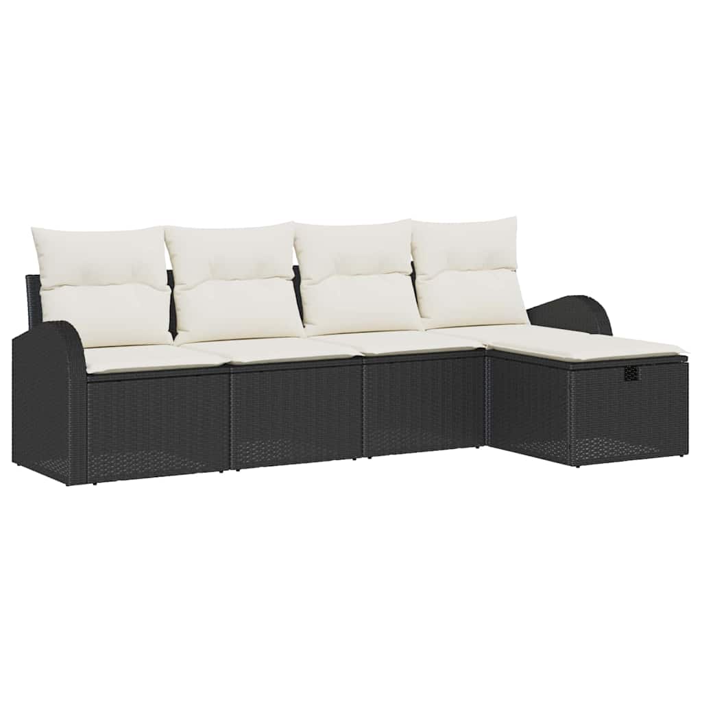 Ensemble de canapé de jardin avec coussin 5 pcs Noir Poly rotin - XIOS