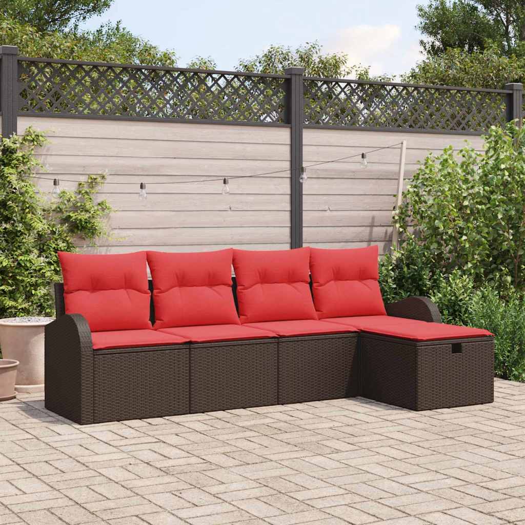 Ensemble de canapé de jardin 5 pcs Marron polyrotin - XIOS
