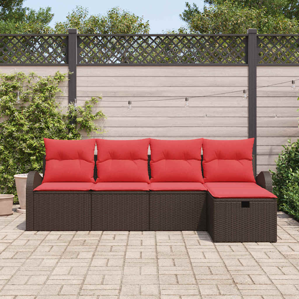 Ensemble de canapé de jardin 5 pcs Marron polyrotin - XIOS