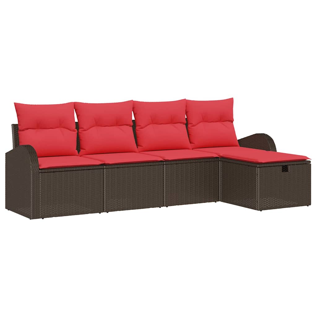 Ensemble de canapé de jardin 5 pcs Marron polyrotin - XIOS