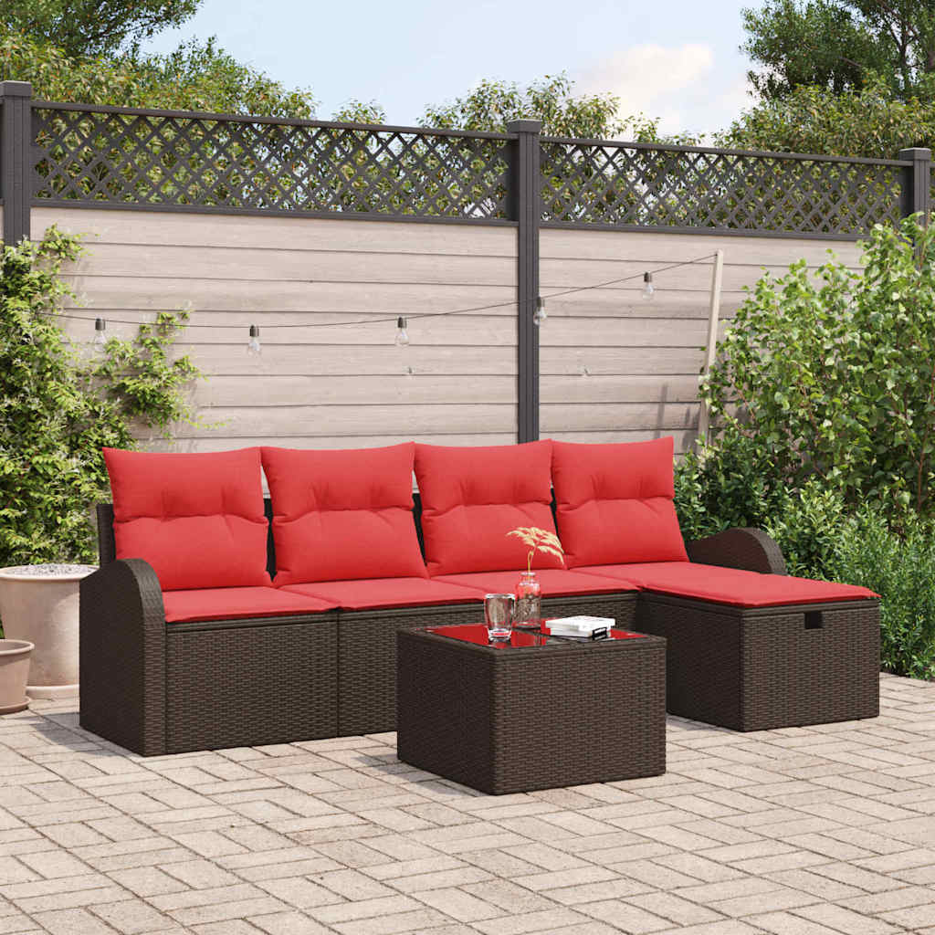 Ensemble de canapé de jardin 6 pcs Marron polyrotin - XIOS