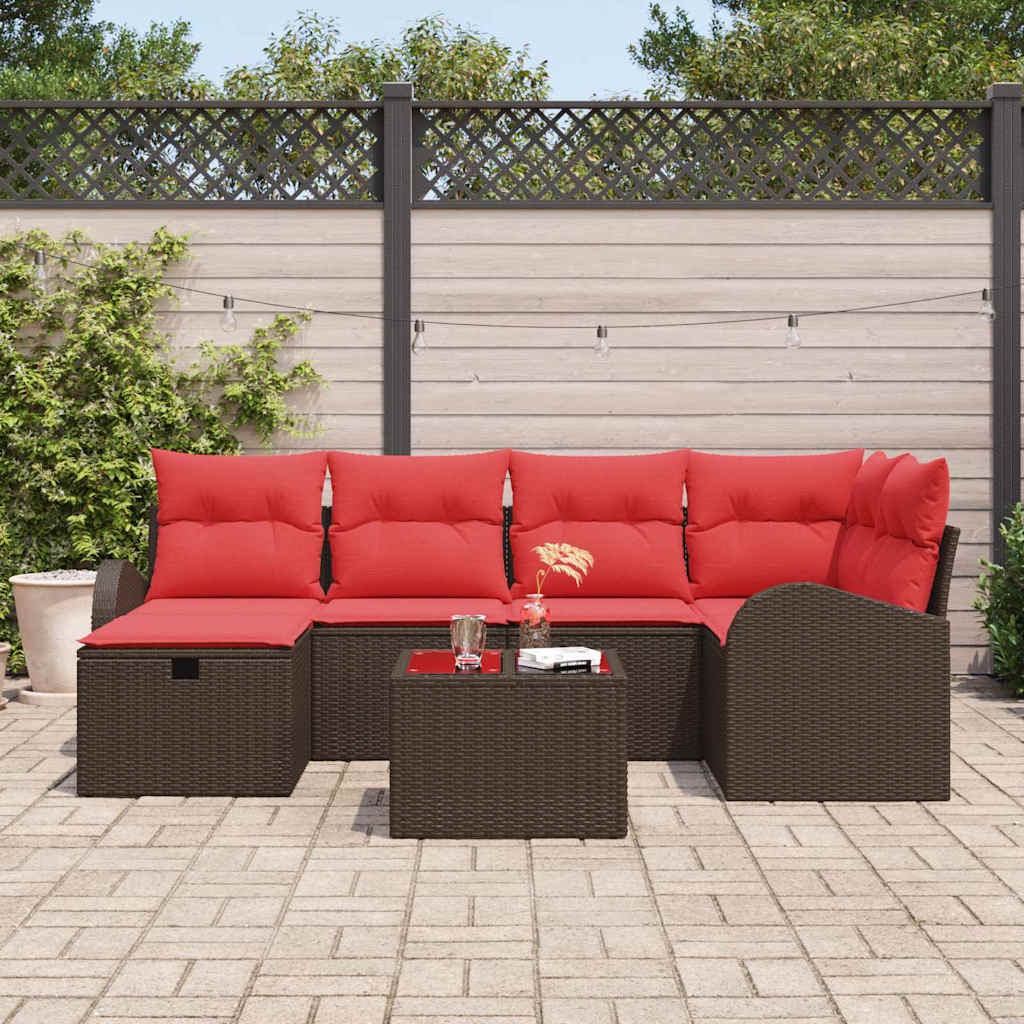 Ensemble de canapé de jardin 7 pcs Marron polyrotin - XIOS