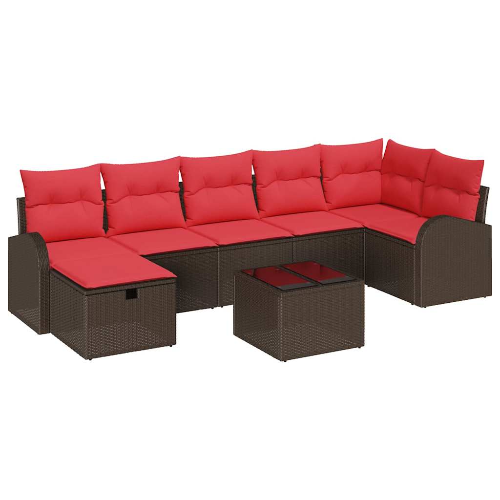 Ensemble de canapé de jardin 8 pcs Marron polyrotin - XIOS