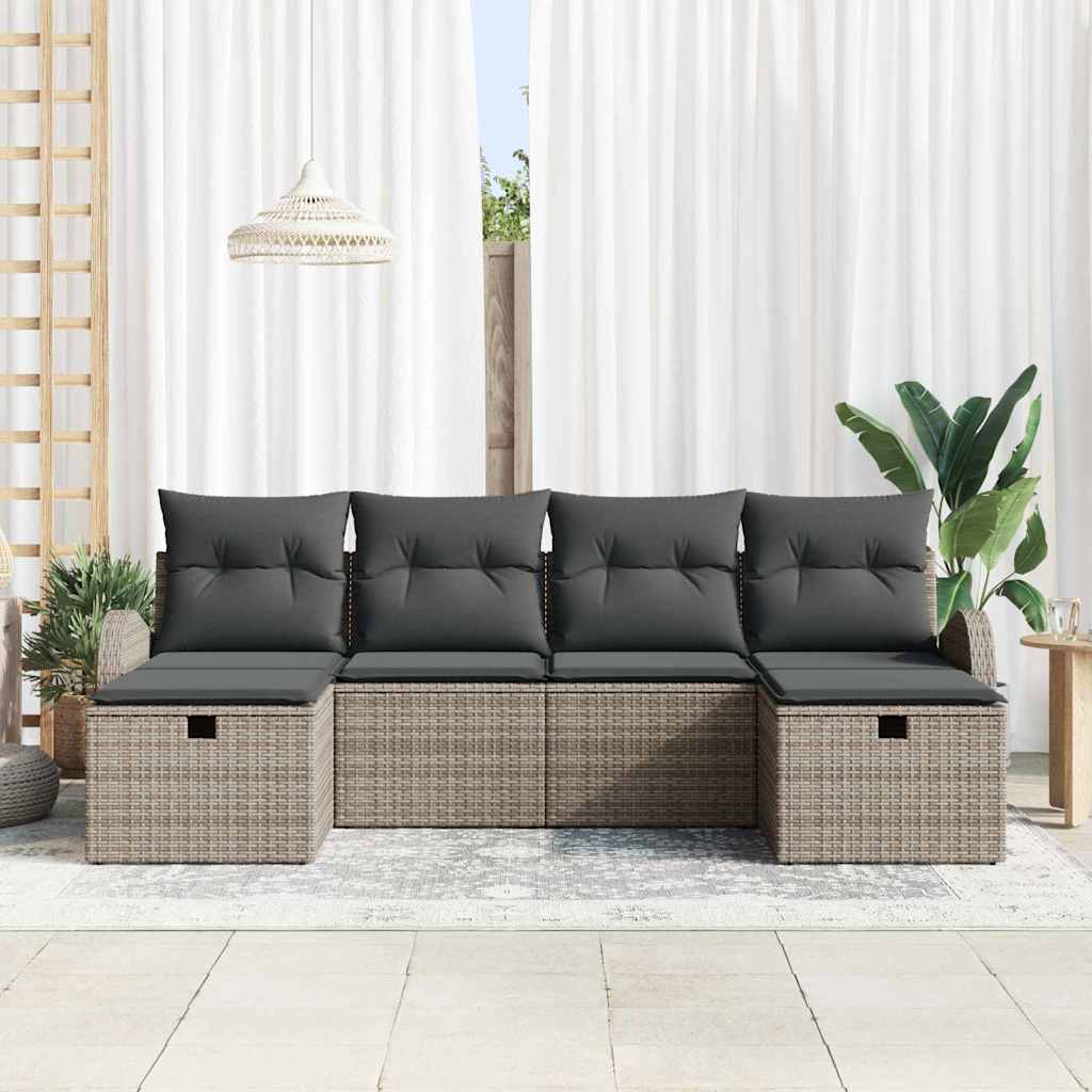 Ensemble de canapé de jardin avec coussin 6 pcs Gris polyrotin - XIOS