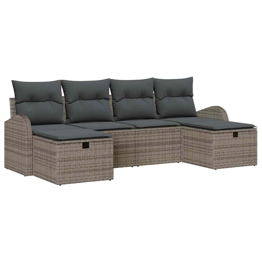 Ensemble de canapé de jardin avec coussin 6 pcs Gris polyrotin - XIOS