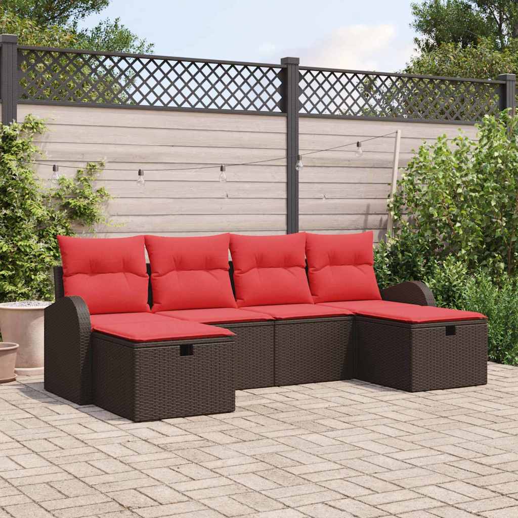 Ensemble de canapé de jardin 6 pcs Marron polyrotin - XIOS
