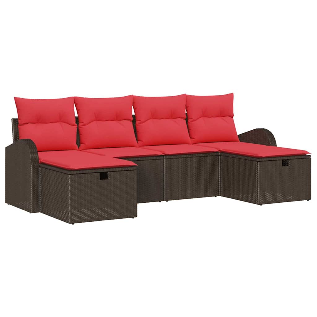 Ensemble de canapé de jardin 6 pcs Marron polyrotin - XIOS