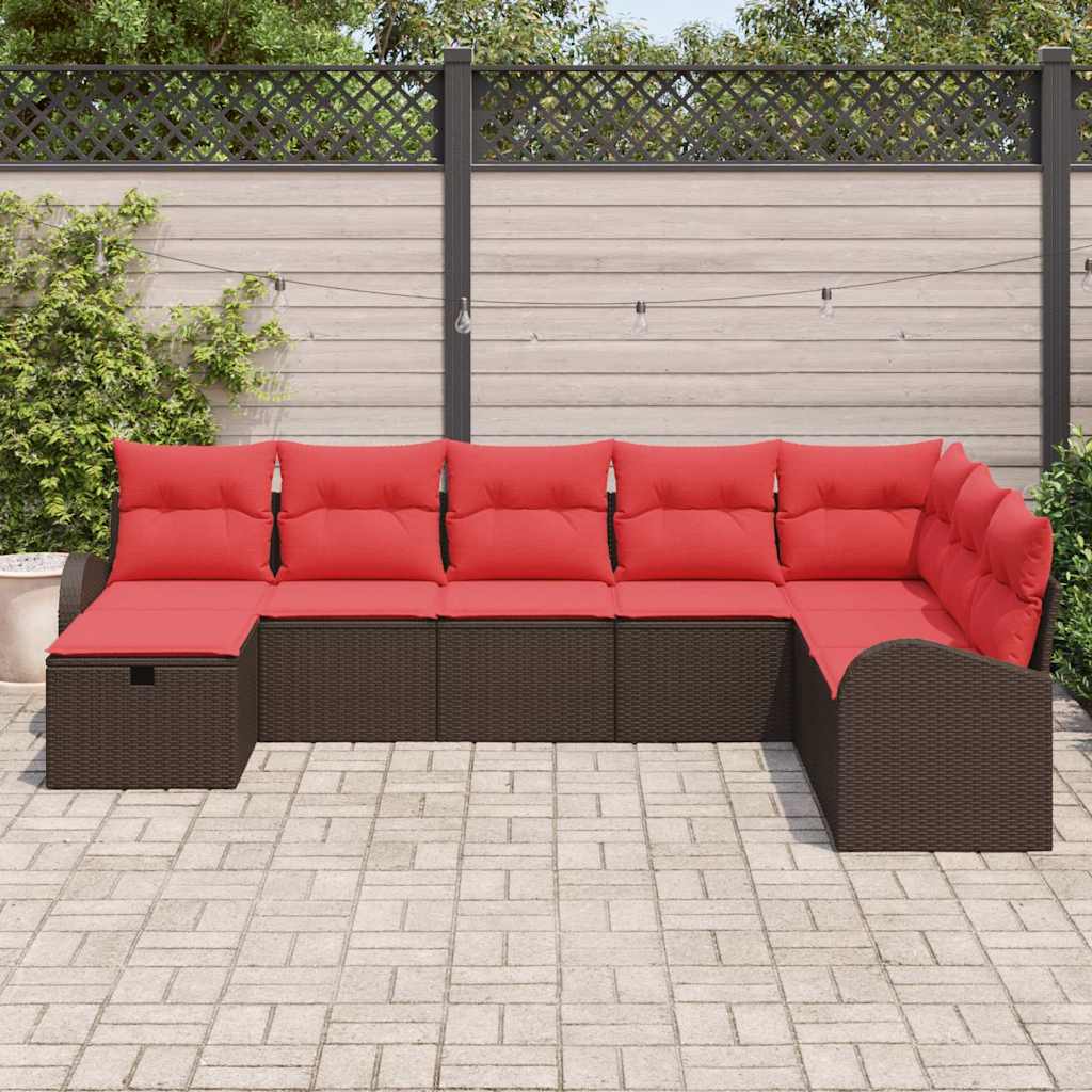 Ensemble de canapé de jardin 8 pcs Marron Poly rotin - XIOS