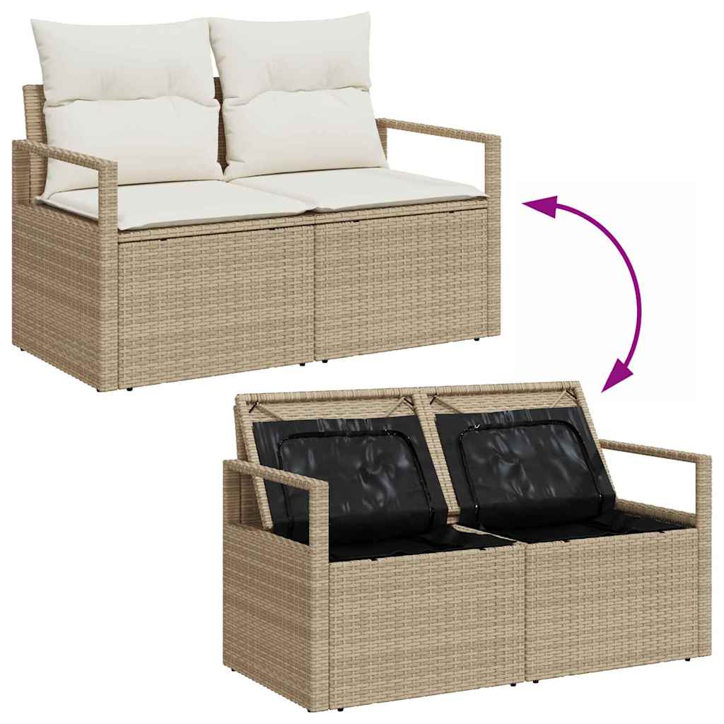 Ensemble de canapé de jardin 6 pc Beige polyrotin