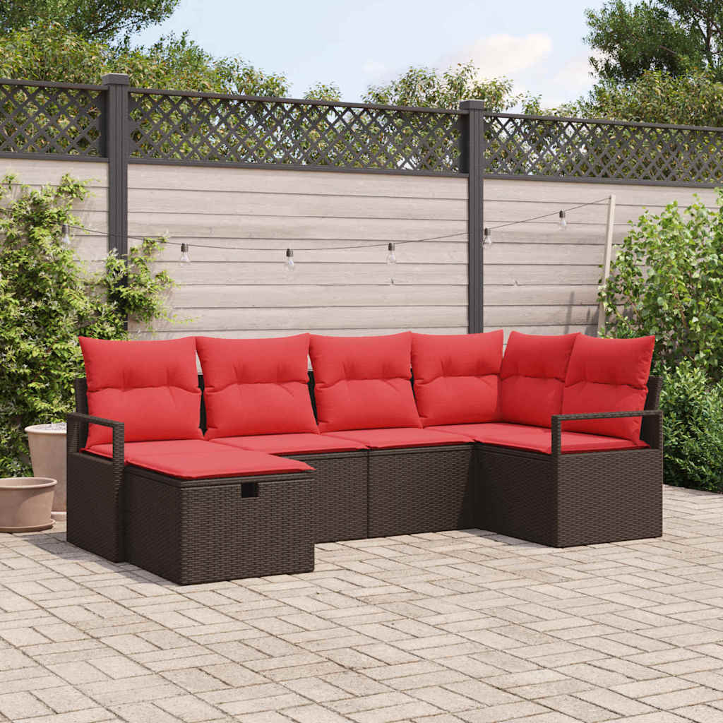 Ensemble de canapé de jardin 6 pc Marron polyrotin