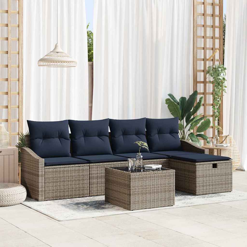 Ensemble de Canapés avec coussin 5 pcs polyrotin - XIOS