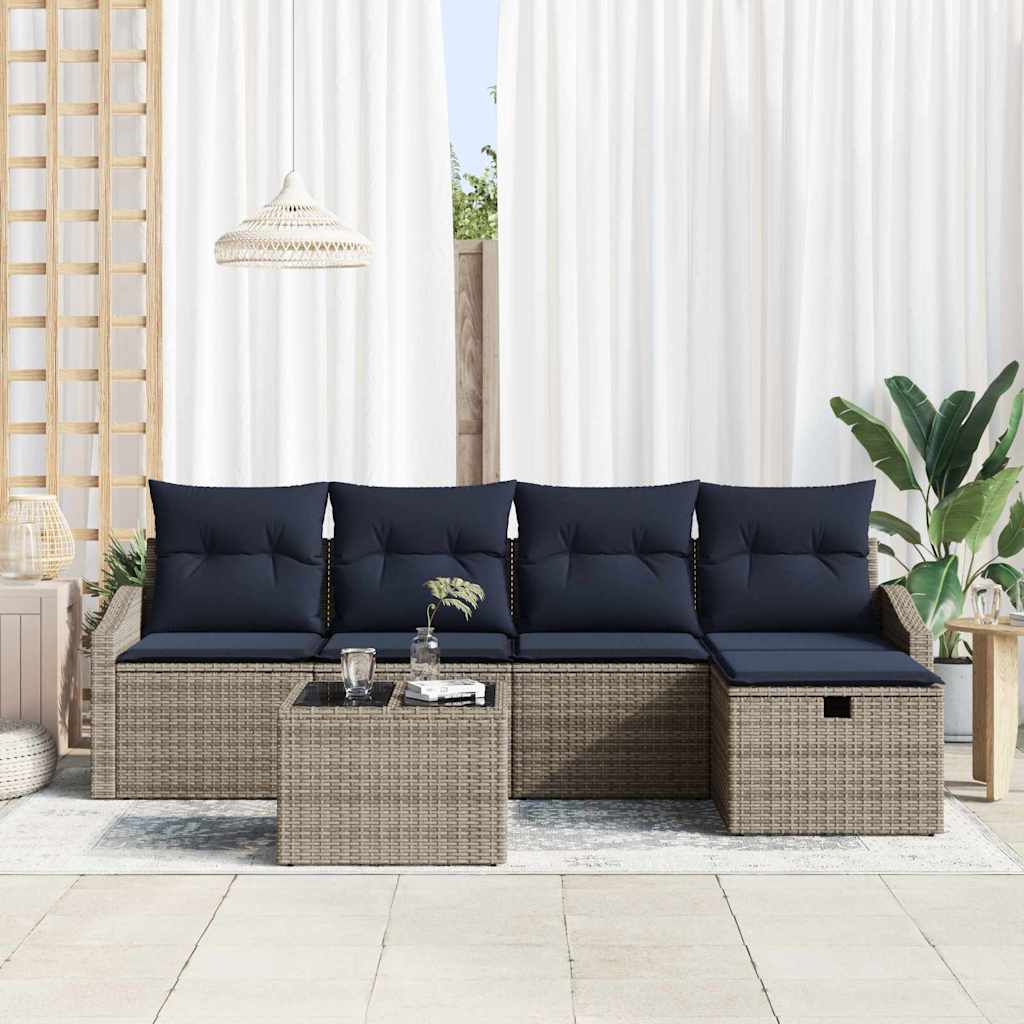 Ensemble de Canapés avec coussin 5 pcs polyrotin - XIOS