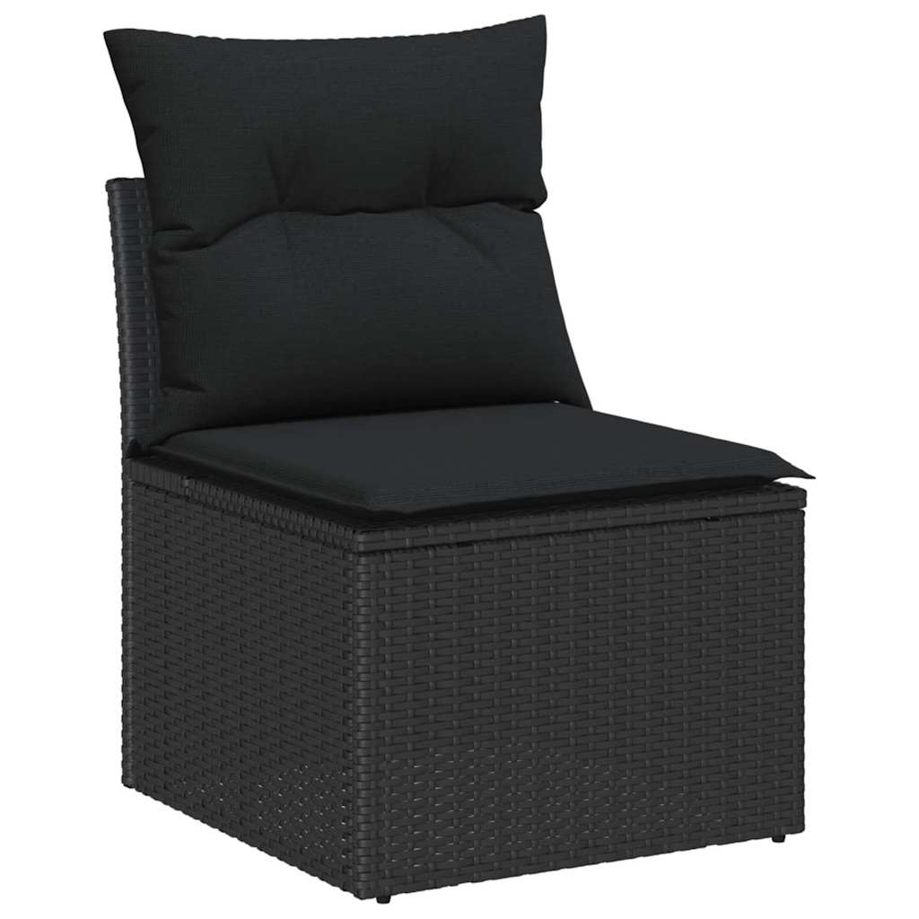 Ensemble de canapé de jardin avec coussin 8 pcs Noir Poly rotin - XIOS