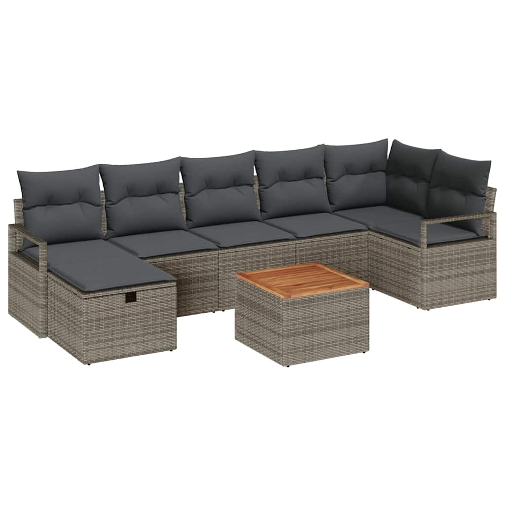 Ensemble de canapé de jardin avec coussin 8 pcs Gris Poly rotin - XIOS