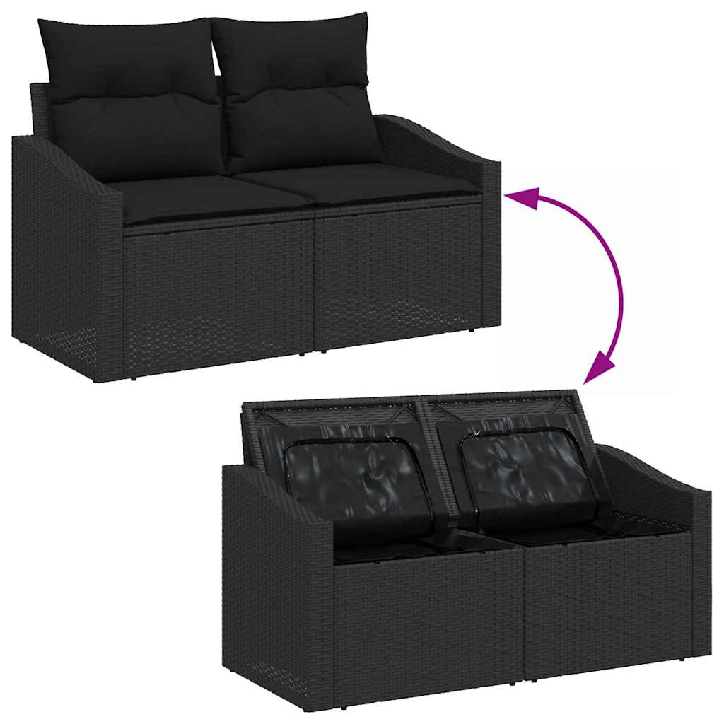 Ensemble de canapé de jardin avec coussin 6 pcs Noir Poly rotin - XIOS