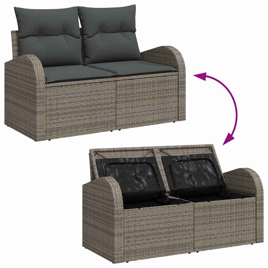 Ensemble de canapé de jardin avec coussin 6 pcs Gris Poly rotin - XIOS
