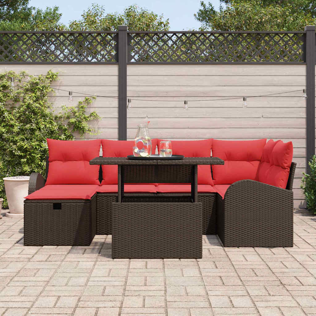 Ensemble de canapé de jardin 7 pcs Marron Poly rotin - XIOS
