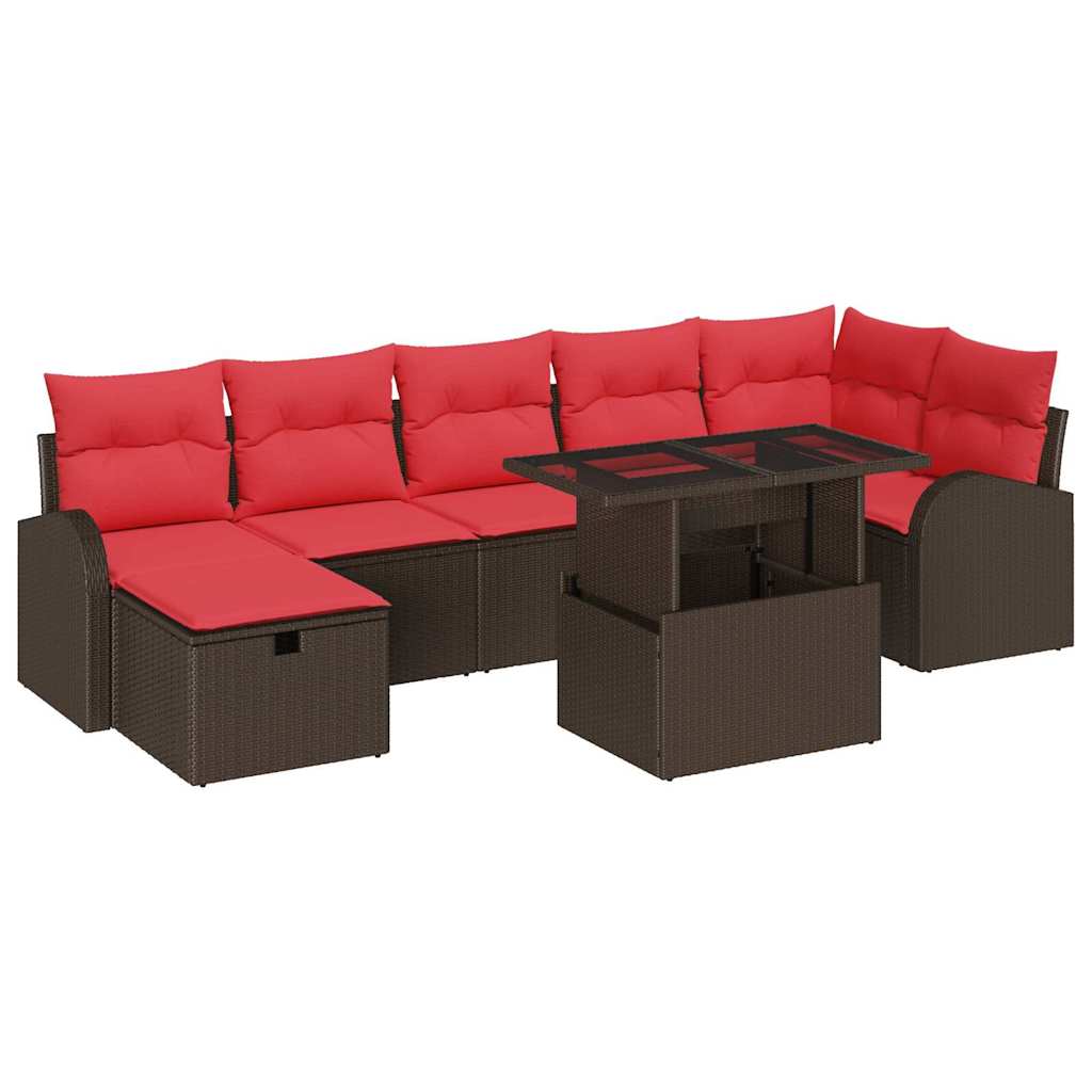 Ensemble de canapé de jardin 8 pcs Marron Poly rotin - XIOS