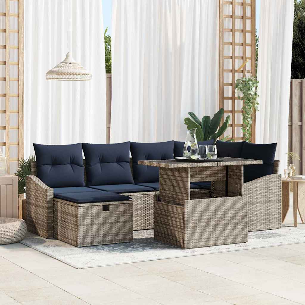 Ensemble de canapé de jardin 7 pcs Gris polyrotin - XIOS