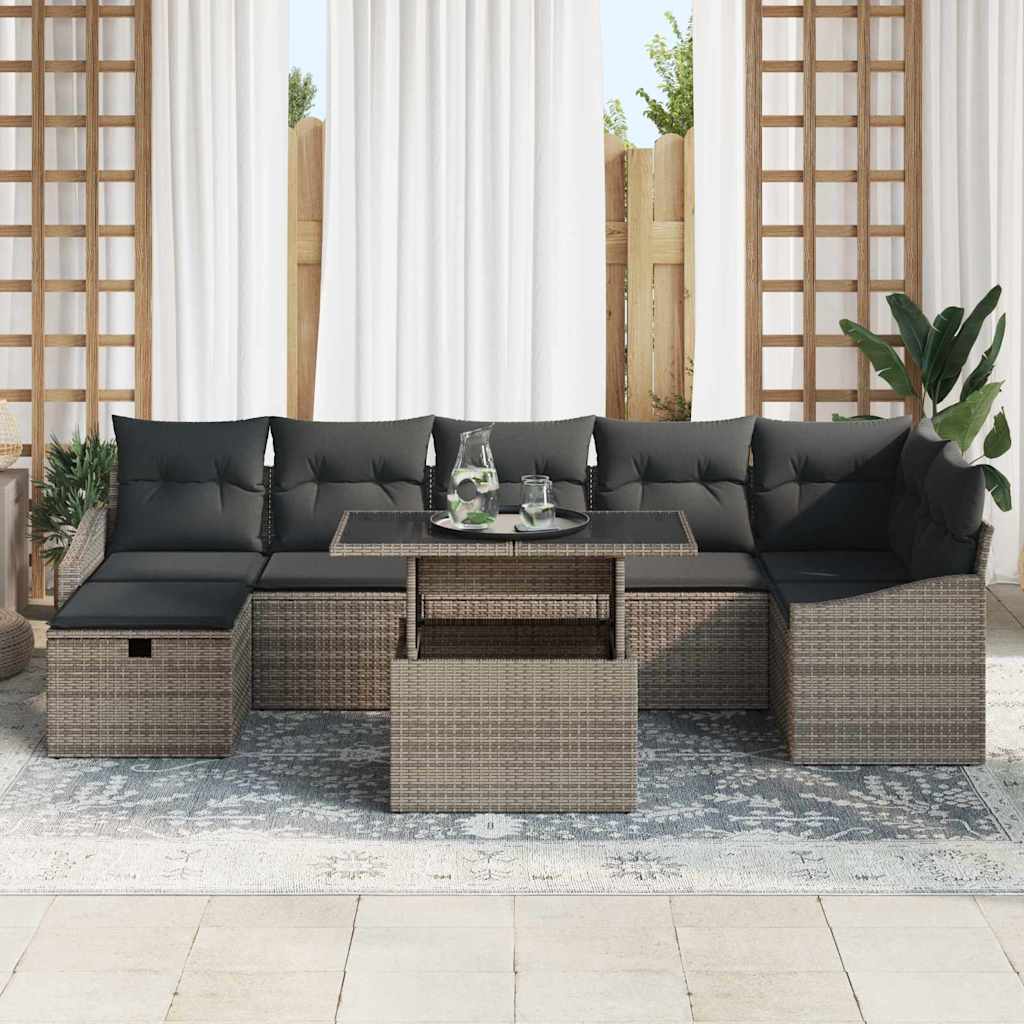 Ensemble de canapé de jardin 8 pcs Gris polyrotin - XIOS