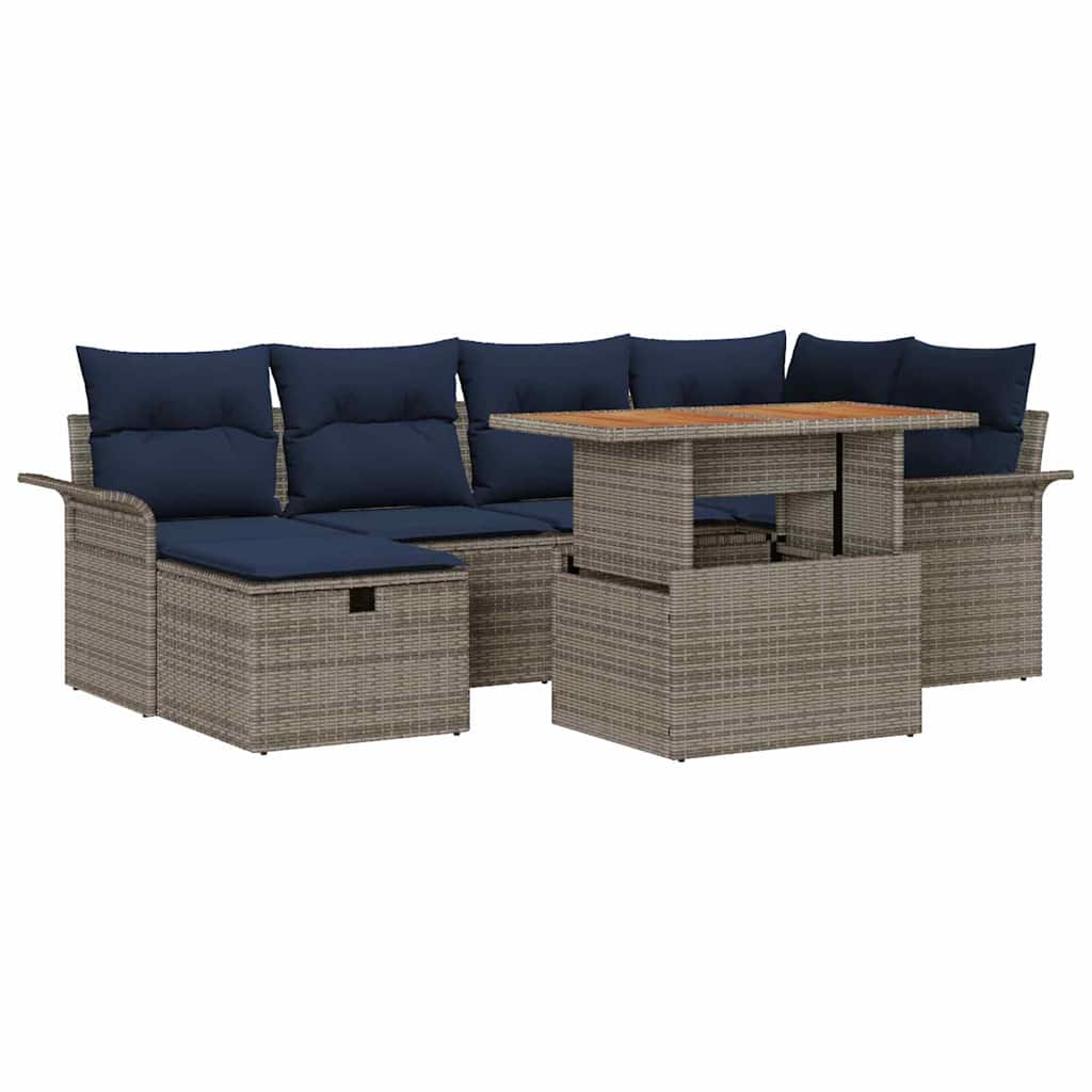 Ensemble de canapé de jardin 7 pcs Gris polyrotin - XIOS