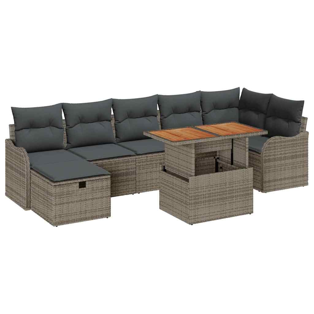 Ensemble de canapé de jardin 8 pcs Gris Poly rotin - XIOS