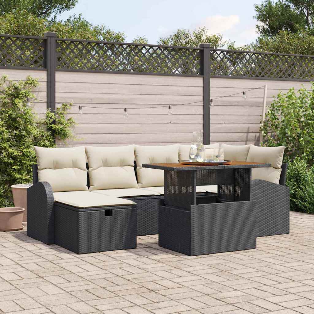 Ensemble de canapé de jardin 7 pcs Noir polyrotin - XIOS