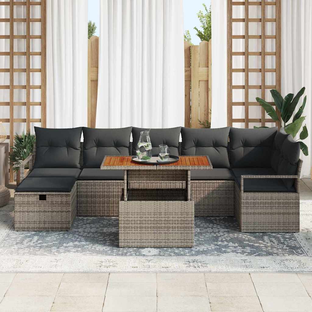 Ensemble de canapé de jardin 8 pcs Gris polyrotin - XIOS