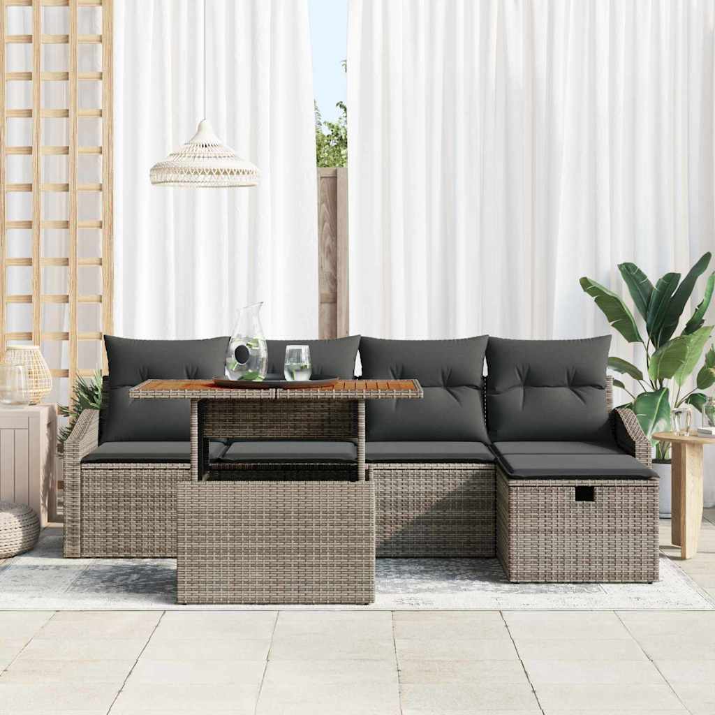 Ensemble de canapé de jardin 6 pcs Gris polyrotin - XIOS