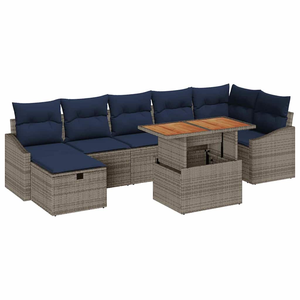 Ensemble de canapé de jardin 8 pcs Gris polyrotin - XIOS