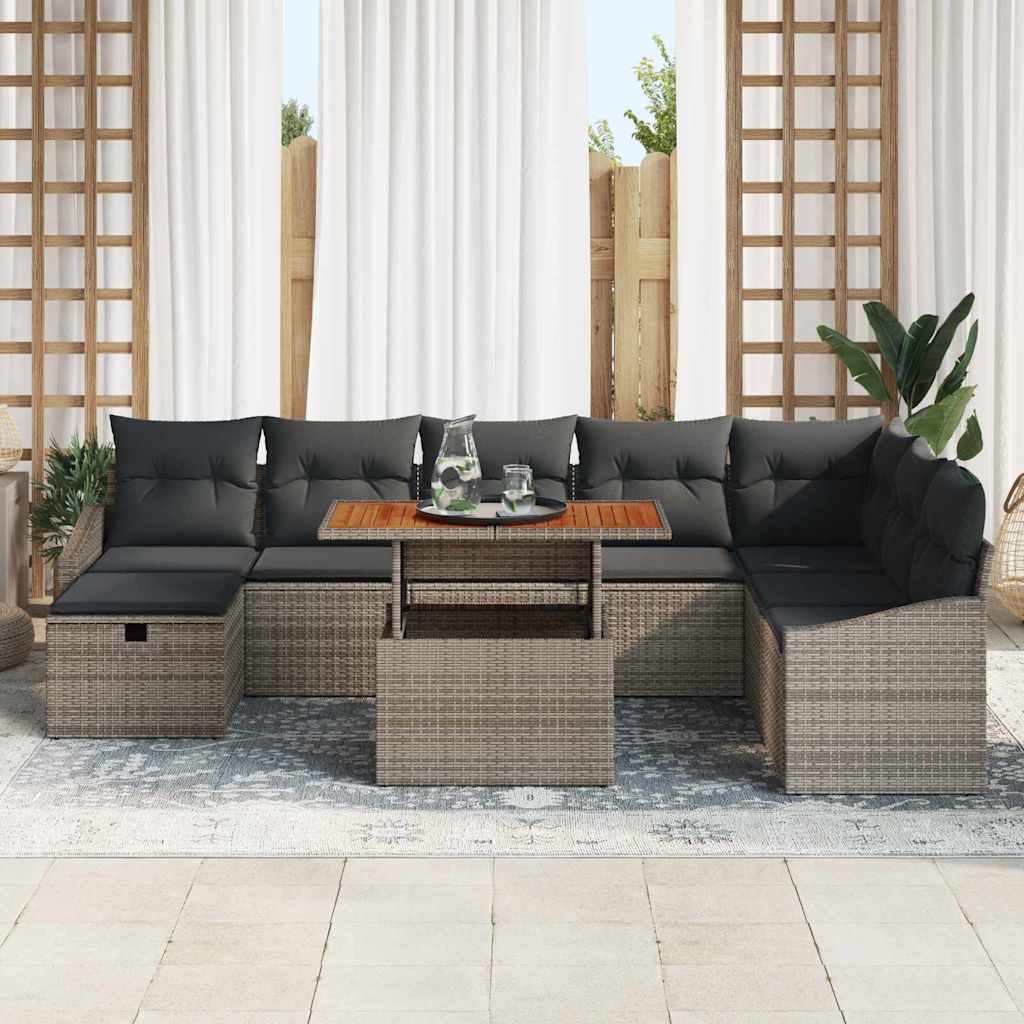 Ensemble de canapé de jardin 9 pcs Gris polyrotin - XIOS