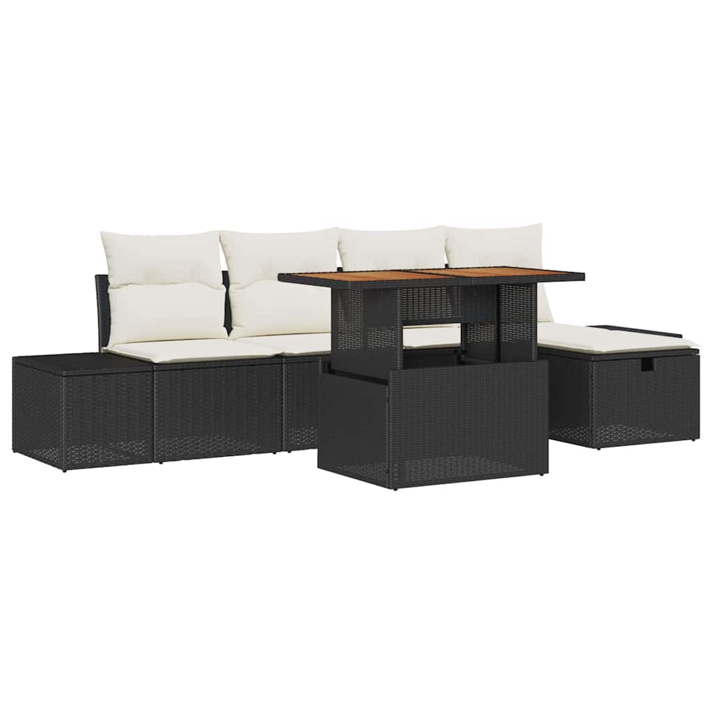 Ensemble de canapé de jardin 6 pcs Noir polyrotin - XIOS