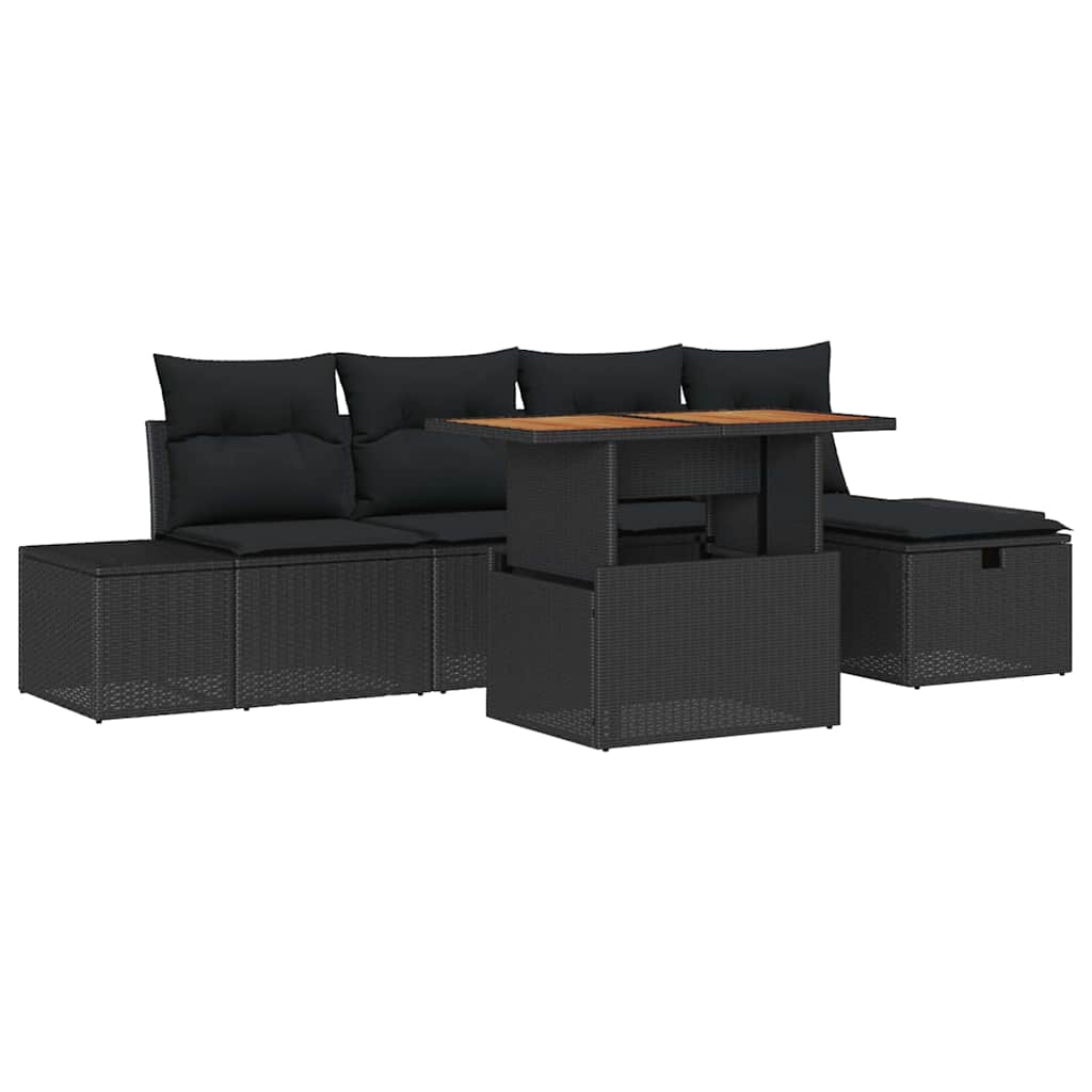 Ensemble de canapé de jardin 6 pcs Noir polyrotin - XIOS