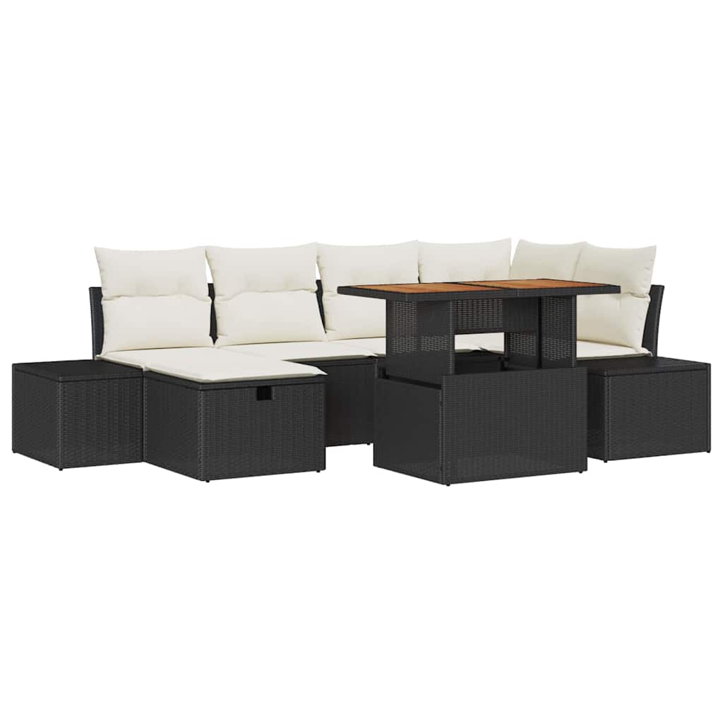 Ensemble de canapé de jardin 7 pcs Noir polyrotin - XIOS