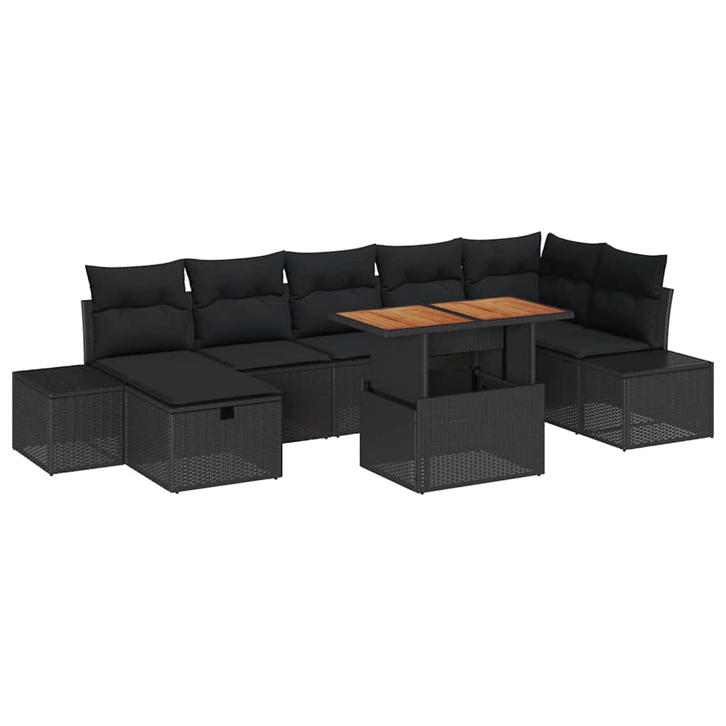 Ensemble de canapé de jardin 8 pcs Noir polyrotin - XIOS