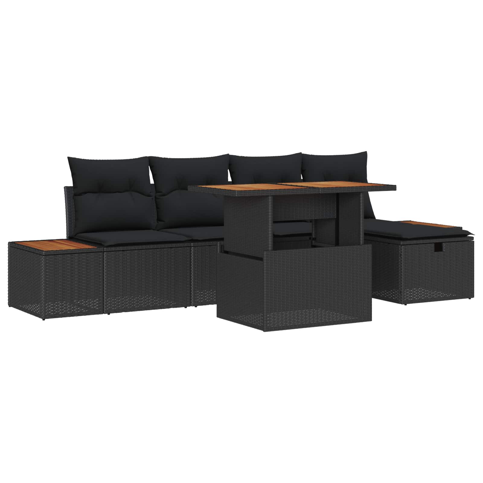 Ensemble de canapé de jardin 6 pcs Noir polyrotin - XIOS