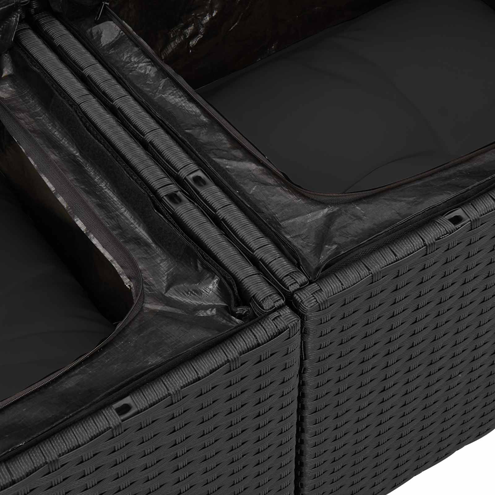 Ensemble de canapé de jardin 8 pcs Noir polyrotin - XIOS
