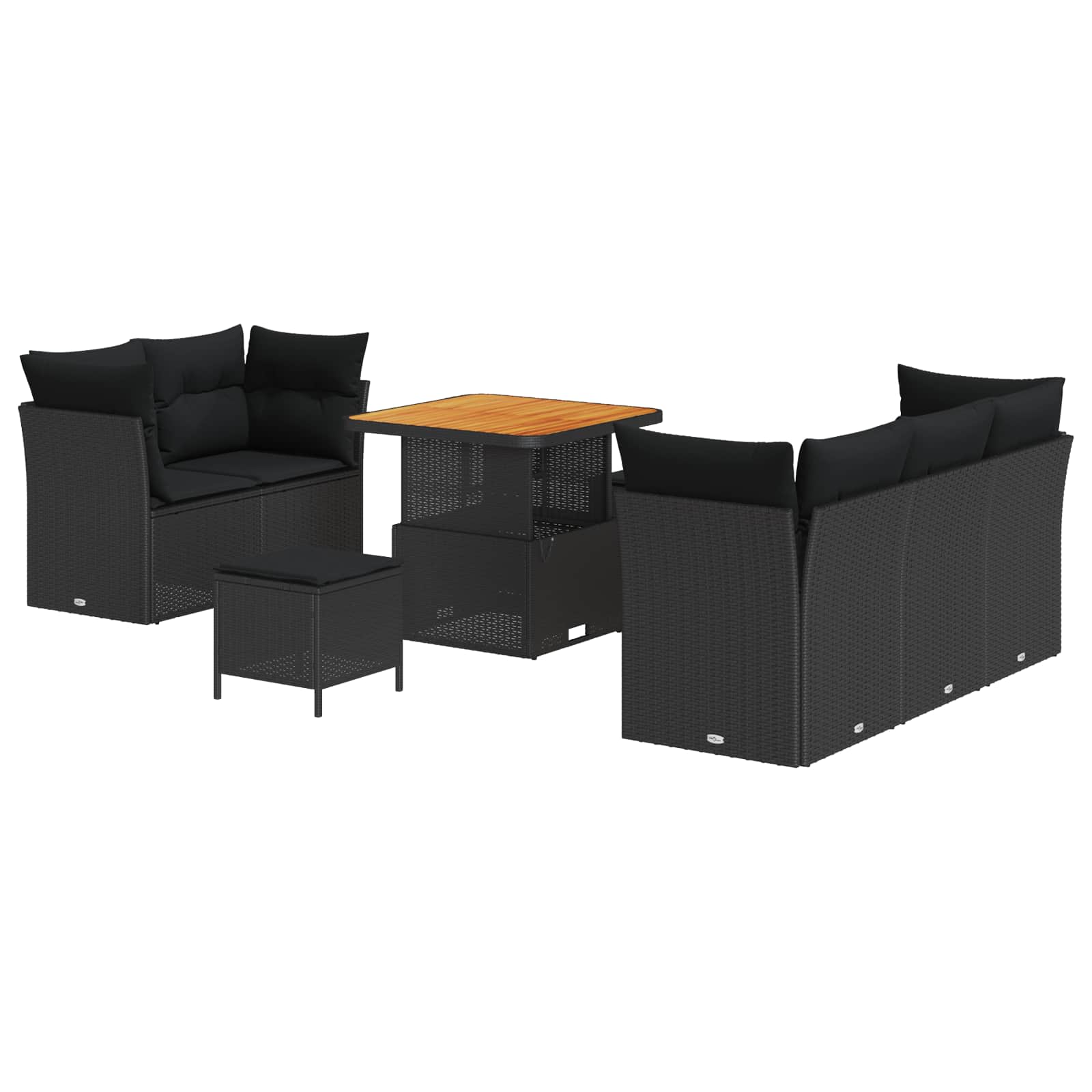 Ensemble de canapé de jardin 8 pcs Noir polyrotin