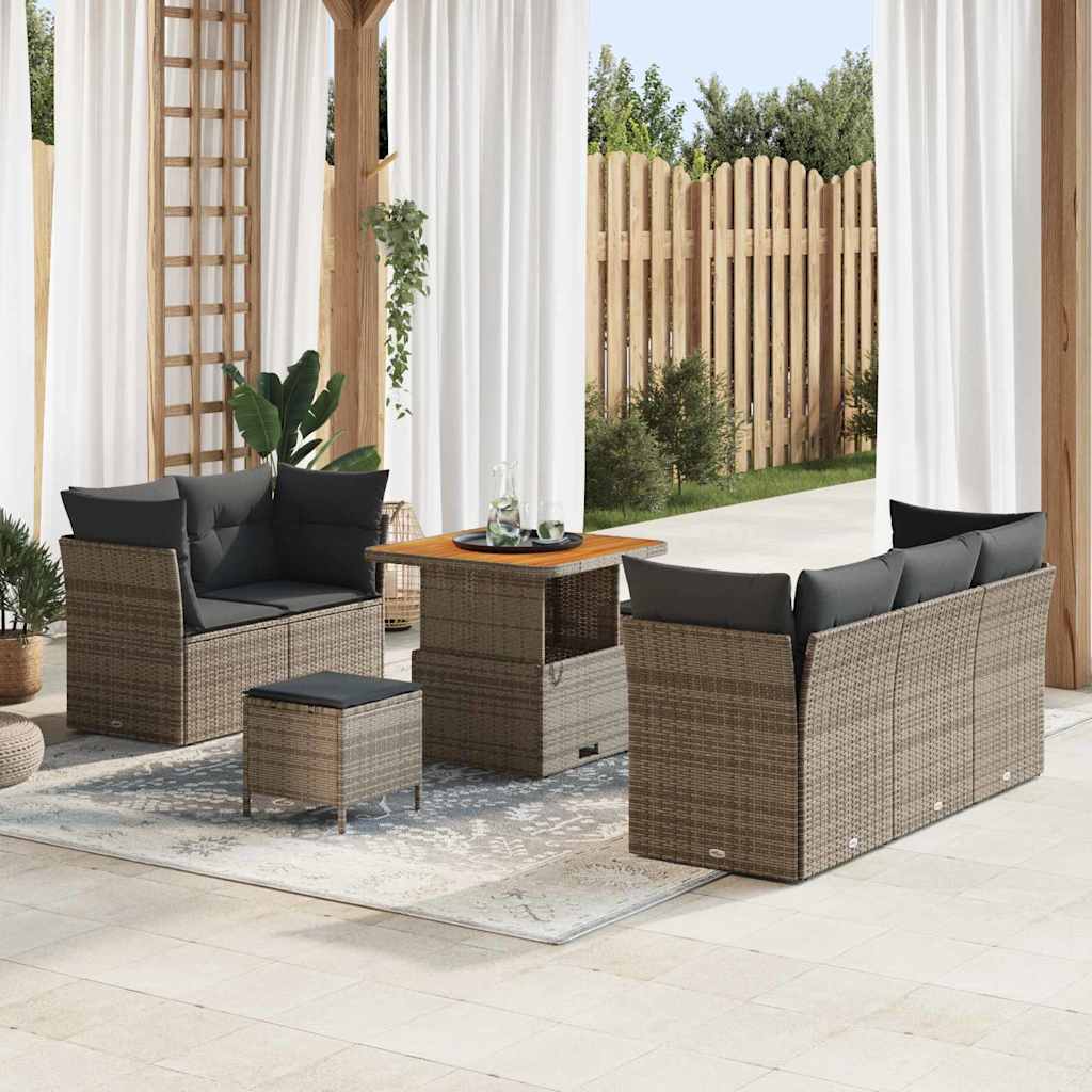 Ensemble de canapé de jardin avec coussin 8 pcs Gris polyrotin - XIOS