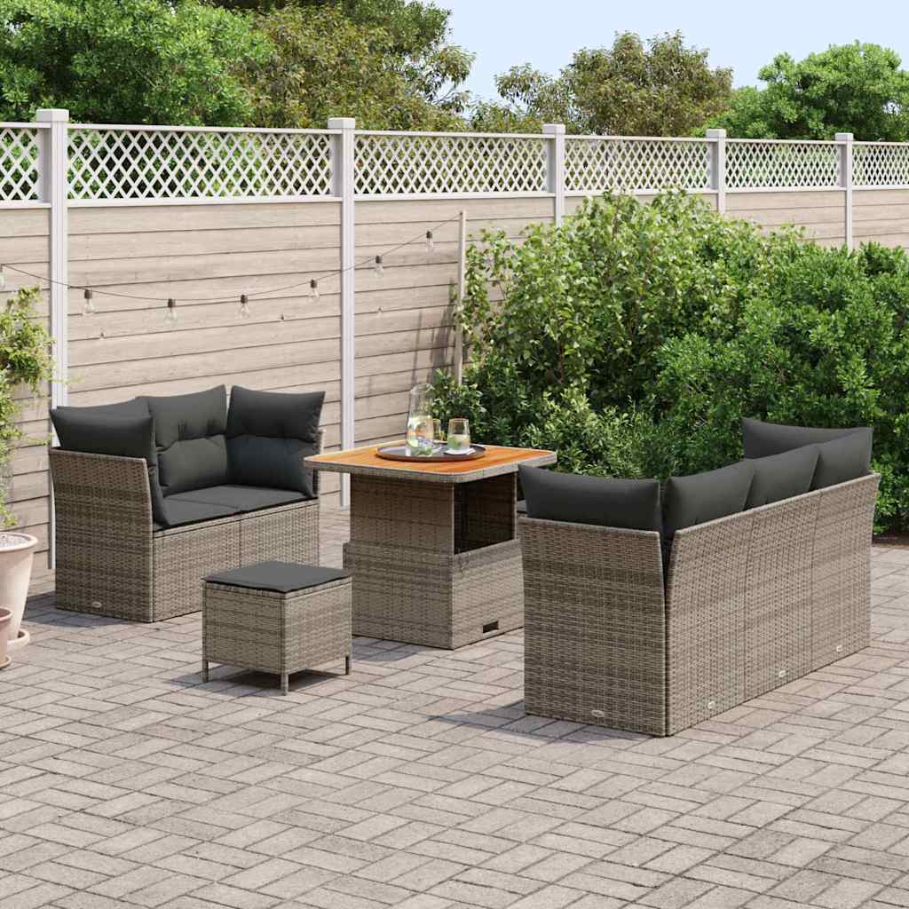 Ensemble de canapé de jardin avec coussin 8 pcs Gris polyrotin - XIOS