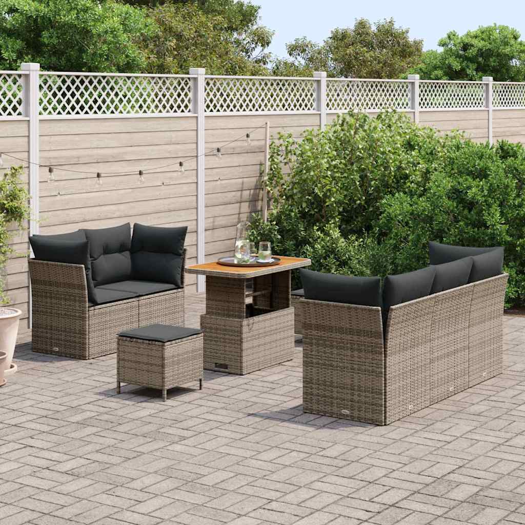 Ensemble de canapé de jardin 8 pcs Gris polyrotin - XIOS