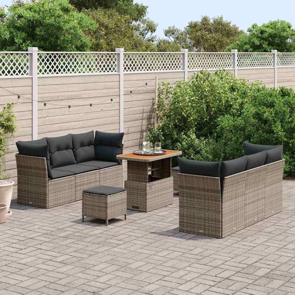 Ensemble de canapé de jardin 9 pcs Gris polyrotin - XIOS