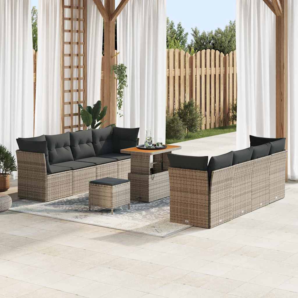Ensemble de canapé de jardin 11 pcs Gris polyrotin - XIOS