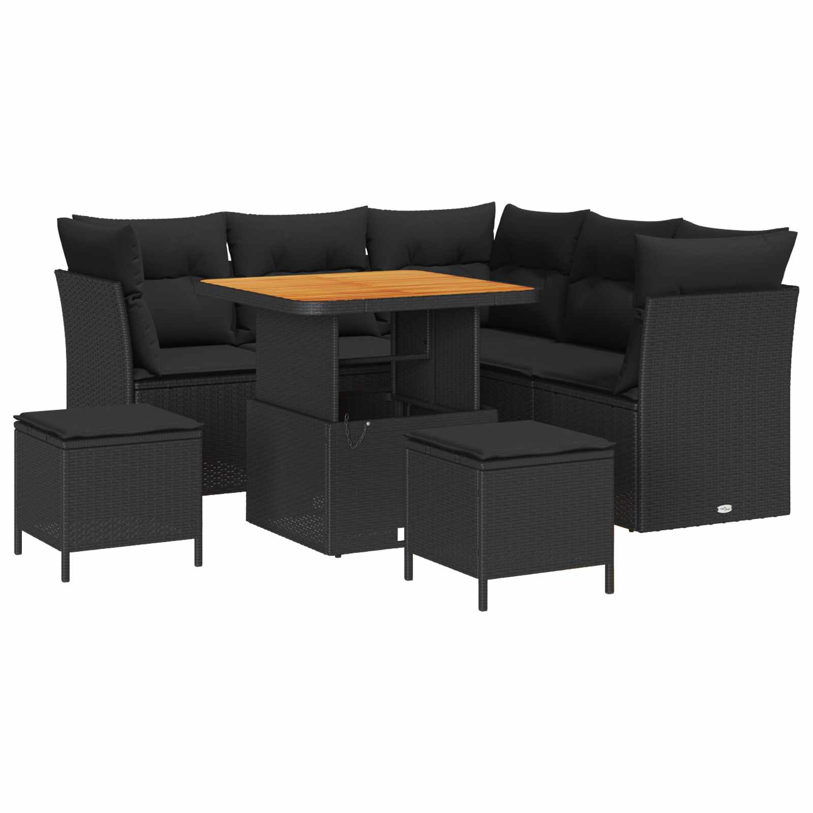 Ensemble de canapé de jardin 8 pcs Noir polyrotin