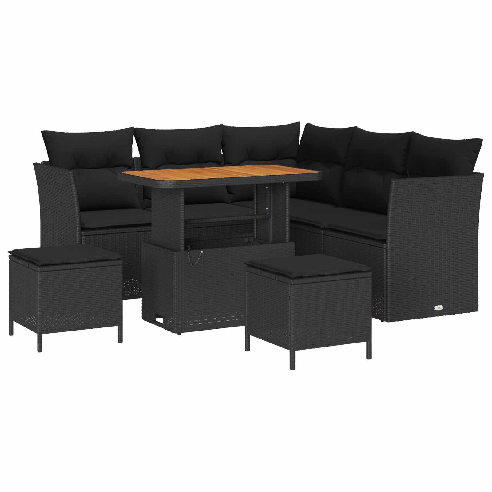 Ensemble de canapé de jardin 8 pc Noir polyrotin